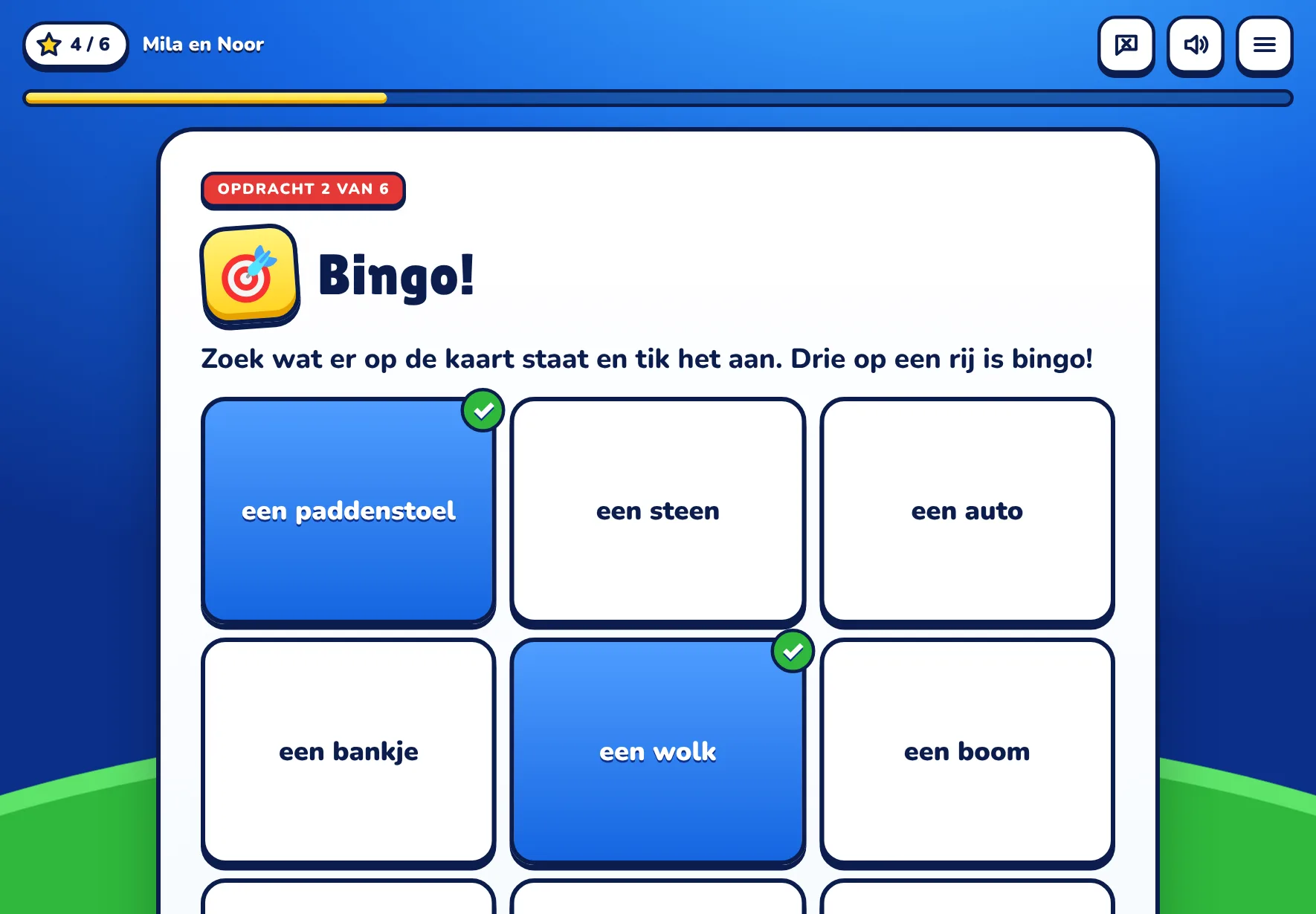 Bingokaart met dingen om te zoeken in de tuin.